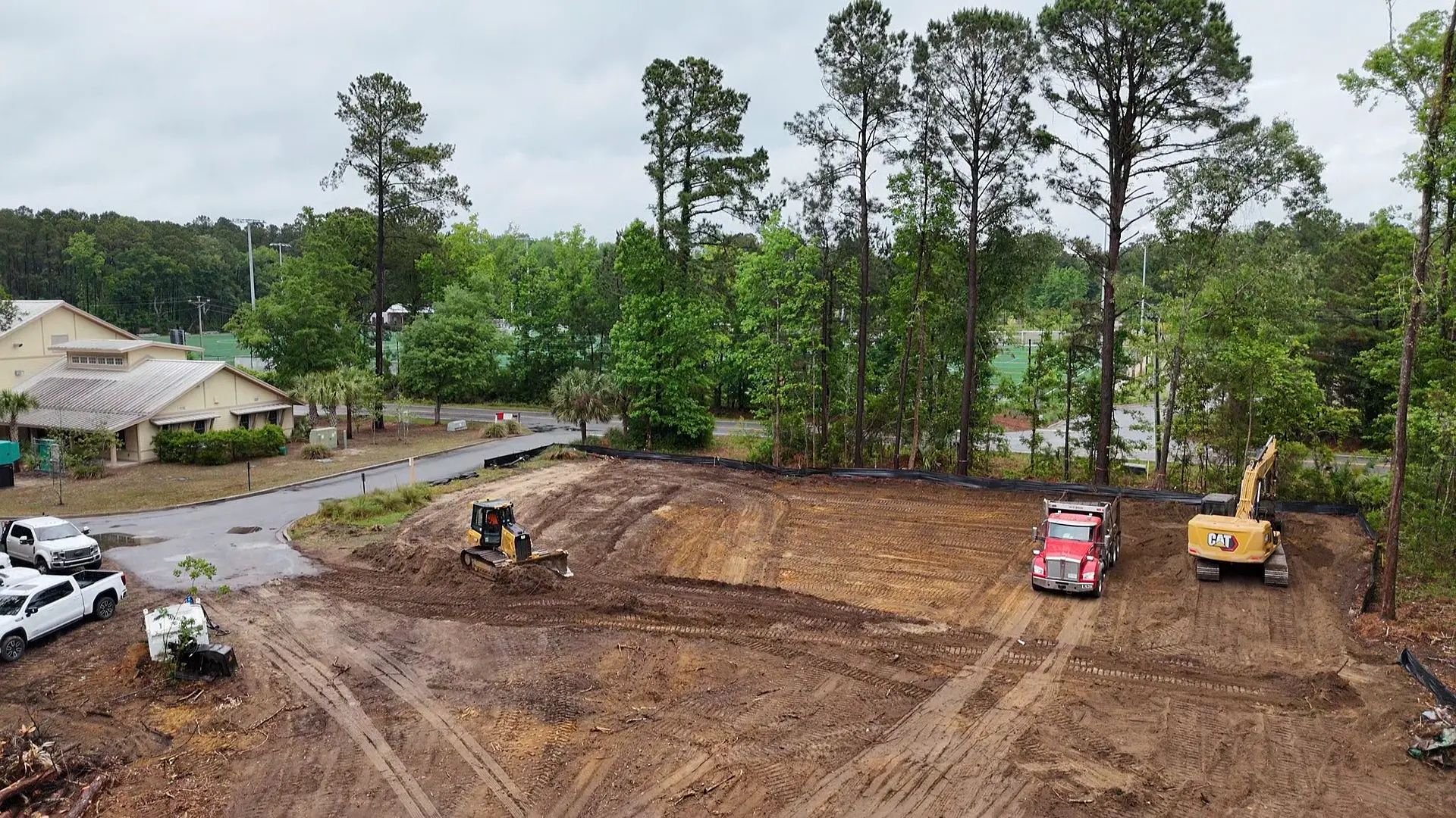 Earthwork and rough grading on a commercial site preparation project